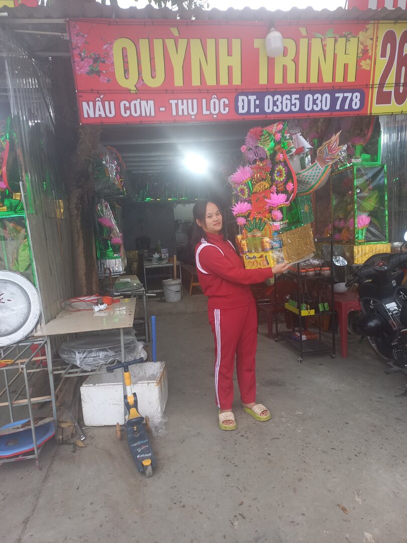 cơ sở sắp lễ Quỳnh trình đền cô tân an -đền bảo Hà